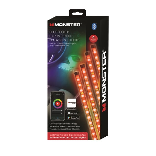 4-Pack Bluetooth Multicolor Car Interior LED Accent Lights