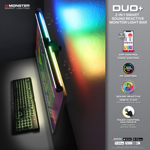 Duo Monitor Light Bar: Reduce Glare, Enhance Comfort, Boost Style, Level Up Your Gaming Atmosphere