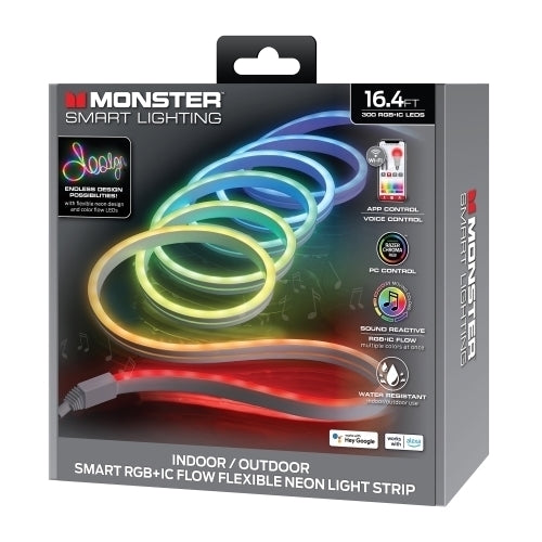 Smart 16.4 Ft Neon Outdoor LED Light Strip, RGB+IC Wi-Fi LED Rope Light, Water Resistant