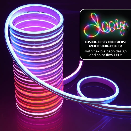 Smart 16.4 Ft Neon Outdoor LED Light Strip, RGB+IC Wi-Fi LED Rope Light, Water Resistant