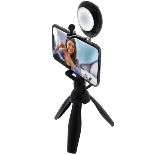 2-in-1 Dimmable Selfie Light Mount, Handheld or Fixed Tripod, 3 White Settings