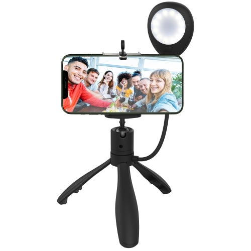 2-in-1 Dimmable Selfie Light Mount, Handheld or Fixed Tripod, 3 White Settings