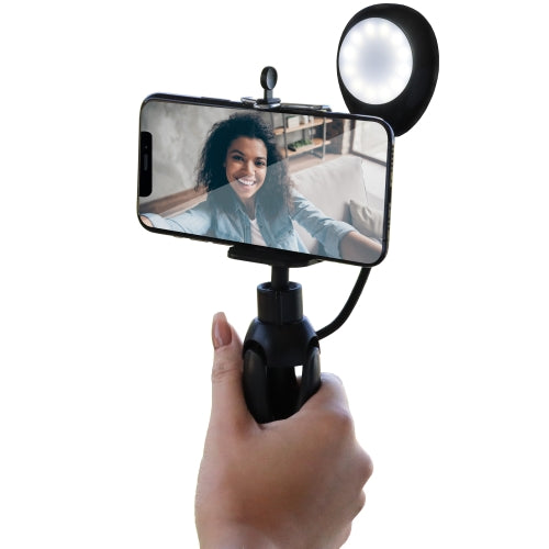 2-in-1 Dimmable Selfie Light Mount, Handheld or Fixed Tripod, 3 White Settings