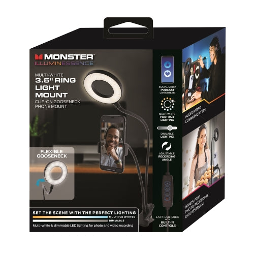 3.5 inch Multi White LED Ring Light, Clip-on Phone Mount for Vlogging