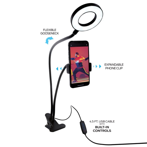 3.5 inch Multi White LED Ring Light, Clip-on Phone Mount for Vlogging