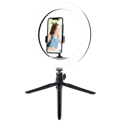 12 inch Multi White LED Ring Light, Clip-on Phone Mount, Live Videos, Vlogging