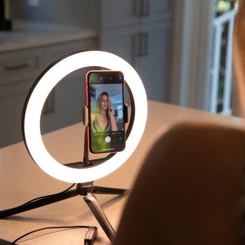 12 inch Multi White LED Ring Light, Clip-on Phone Mount, Live Videos, Vlogging