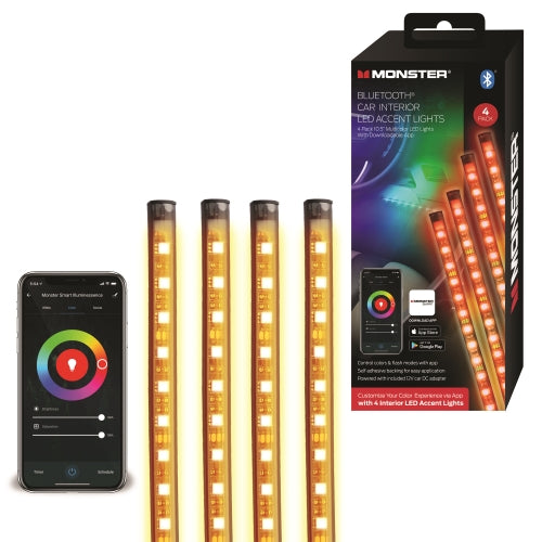 4-Pack Bluetooth Multicolor Car Interior LED Accent Lights