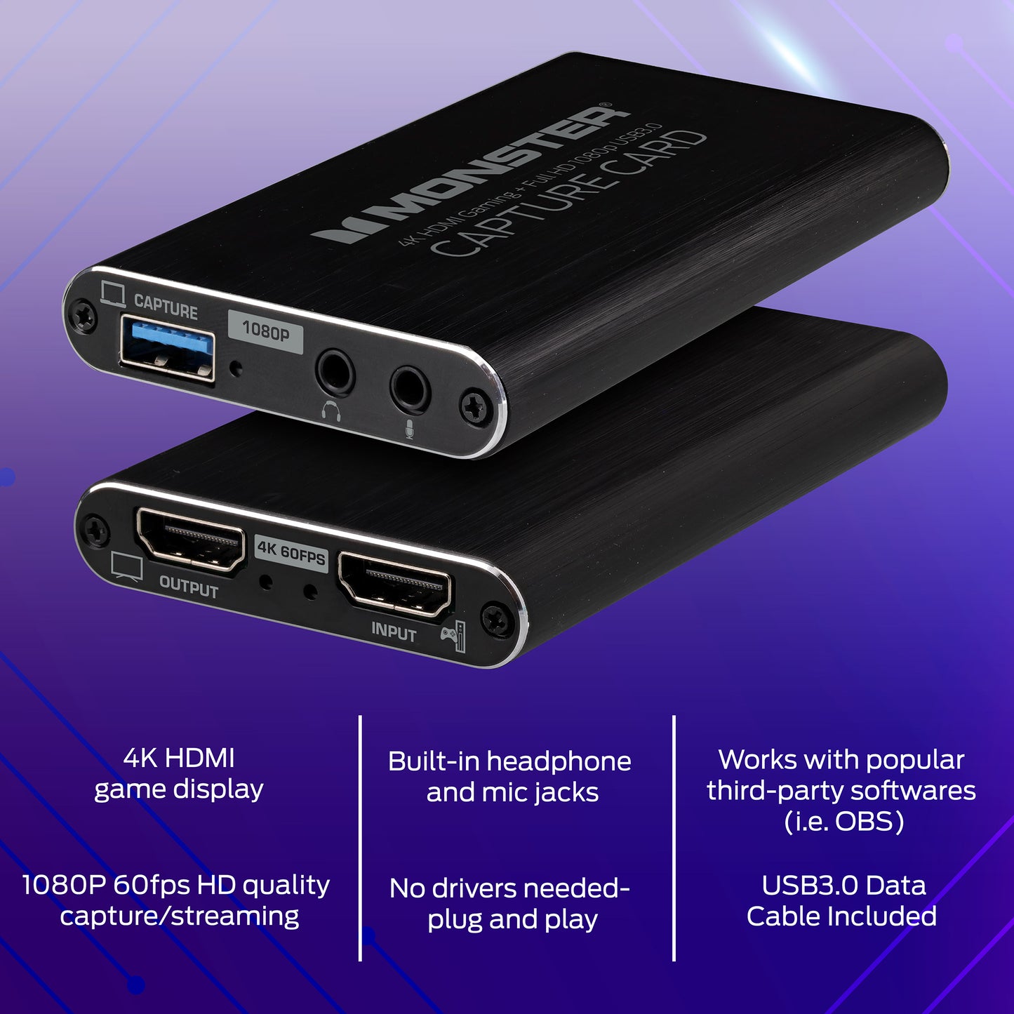 Capture Card, 4K 60FPS Game Play, 1080p 60FPS Capture & Streaming