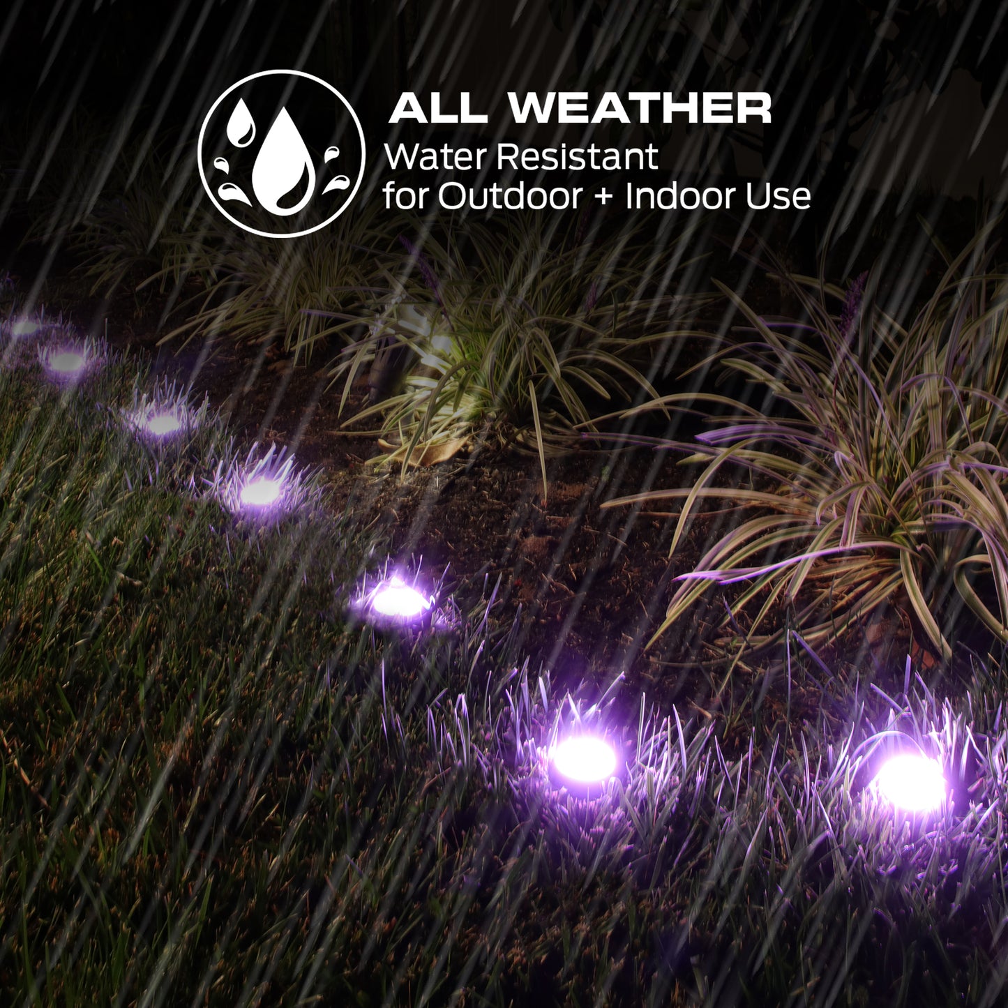 Smart Outdoor 50ft Sound Reactive Ground Accent LED Lights, 15 LEDs, Ground Stakes & Wall/Ceiling Mounts, Weather & IP44 Water Resistant