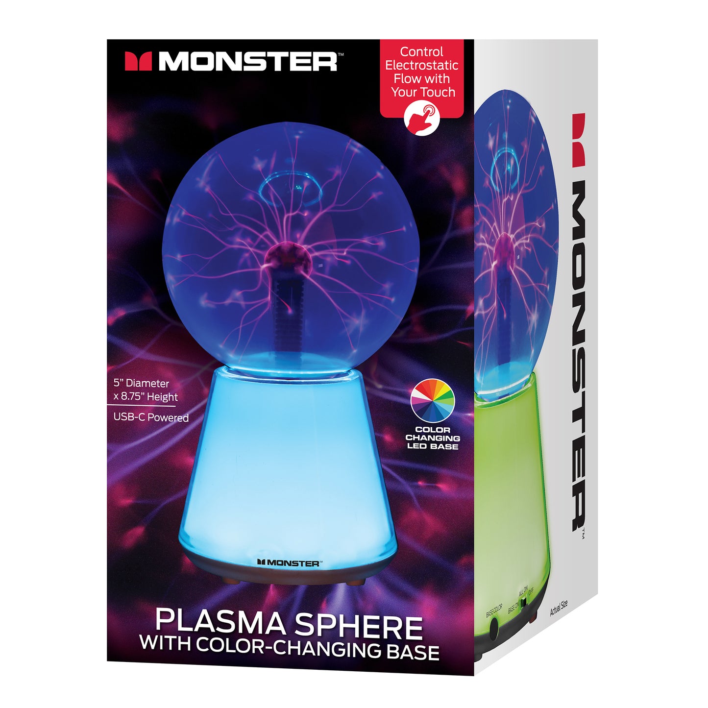 5.5" Plasma Sphere Multicolor Base, Timer Mode, Control Electrostatic Flow with Touch