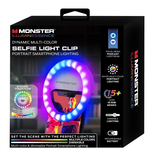 Selfie Light Clip, For Smartphones/Laptops/Tablets, 15 Color Modes