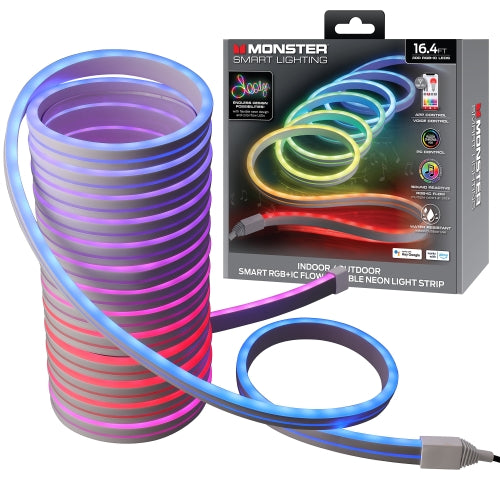 Smart 16.4 Ft Neon Outdoor LED Light Strip, RGB+IC Wi-Fi LED Rope Light, Water Resistant