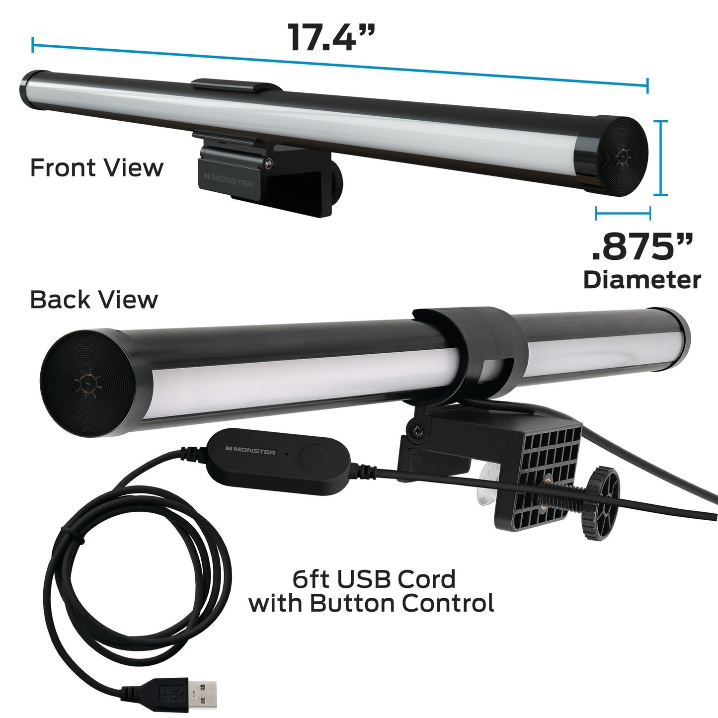 LED Duo Monitor Light Bars: Smart Color, Razer Chroma, App Control