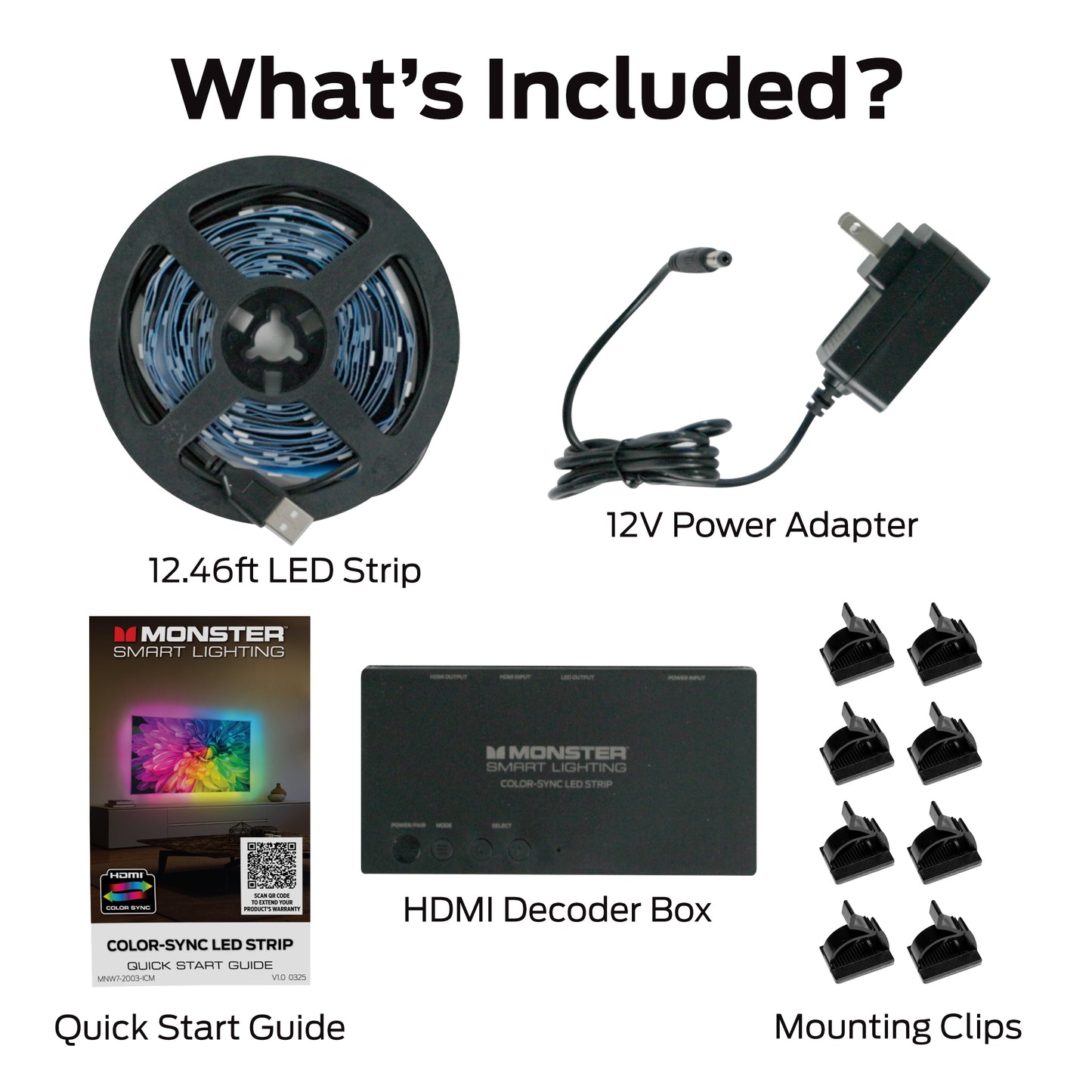 Smart Lighting HDMI Color Sync LED Strip for TVs Up to 85”, Color Flow, Music Mode, App & Voice Control, HDMI Decoder