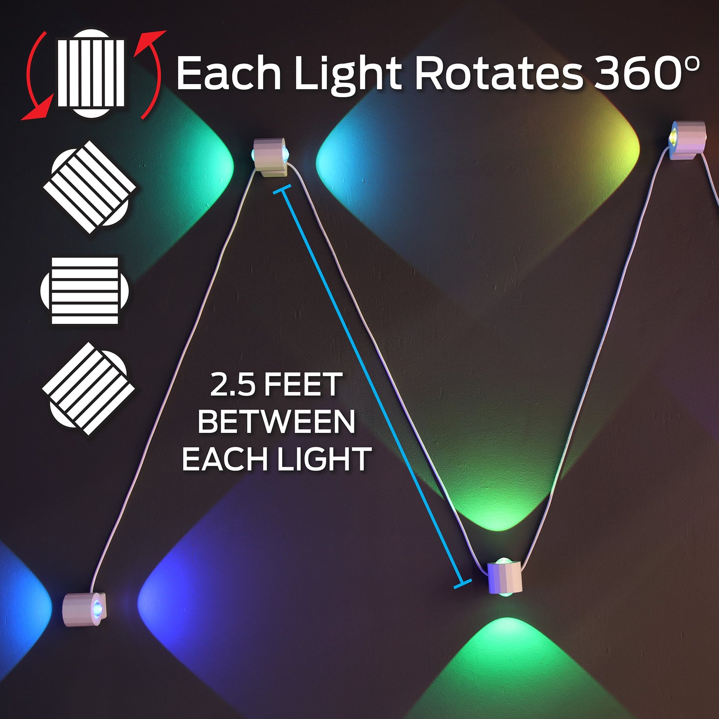 Multi-Position Indoor 12ft 2-Sided Sconce Lights, Wi-Fi & Voice Controlled, Razer Chroma