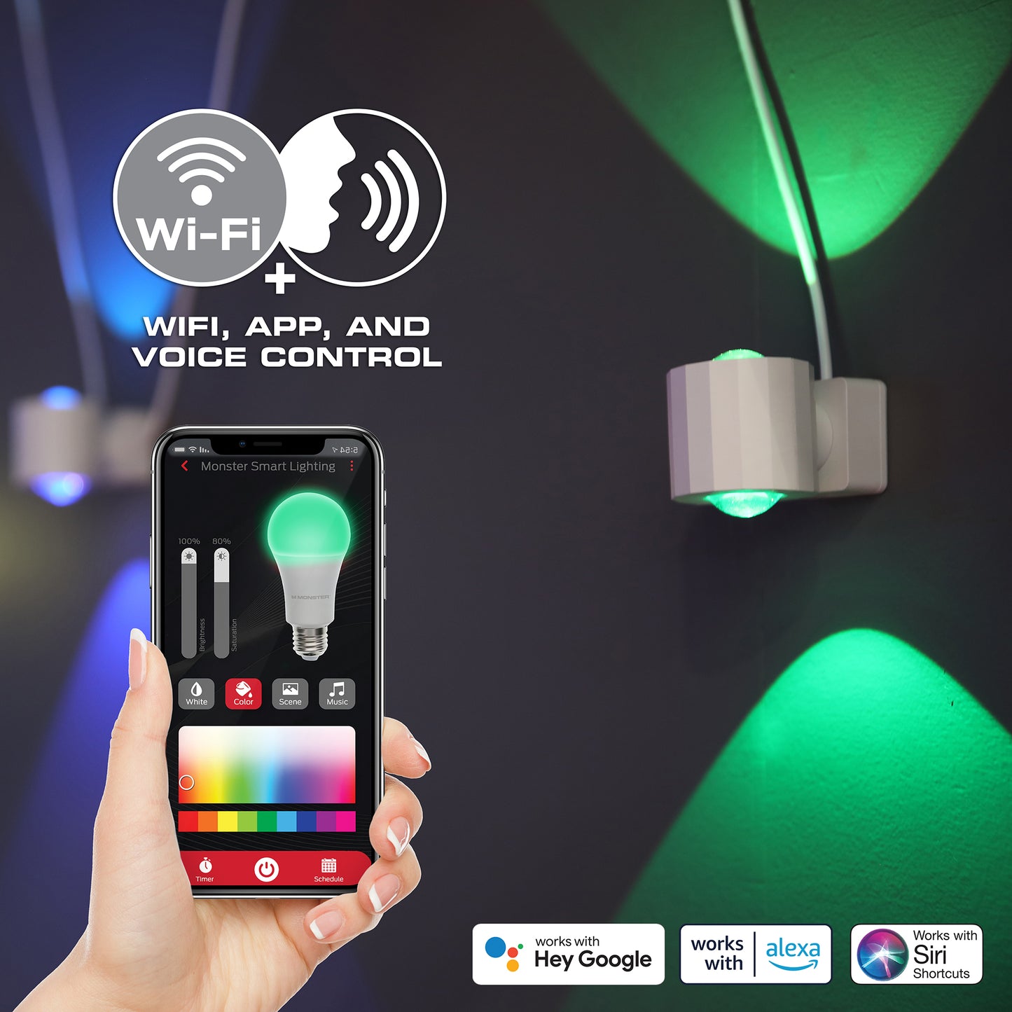 Multi-Position Indoor 12ft 2-Sided Sconce Lights, Wi-Fi & Voice Controlled, Razer Chroma