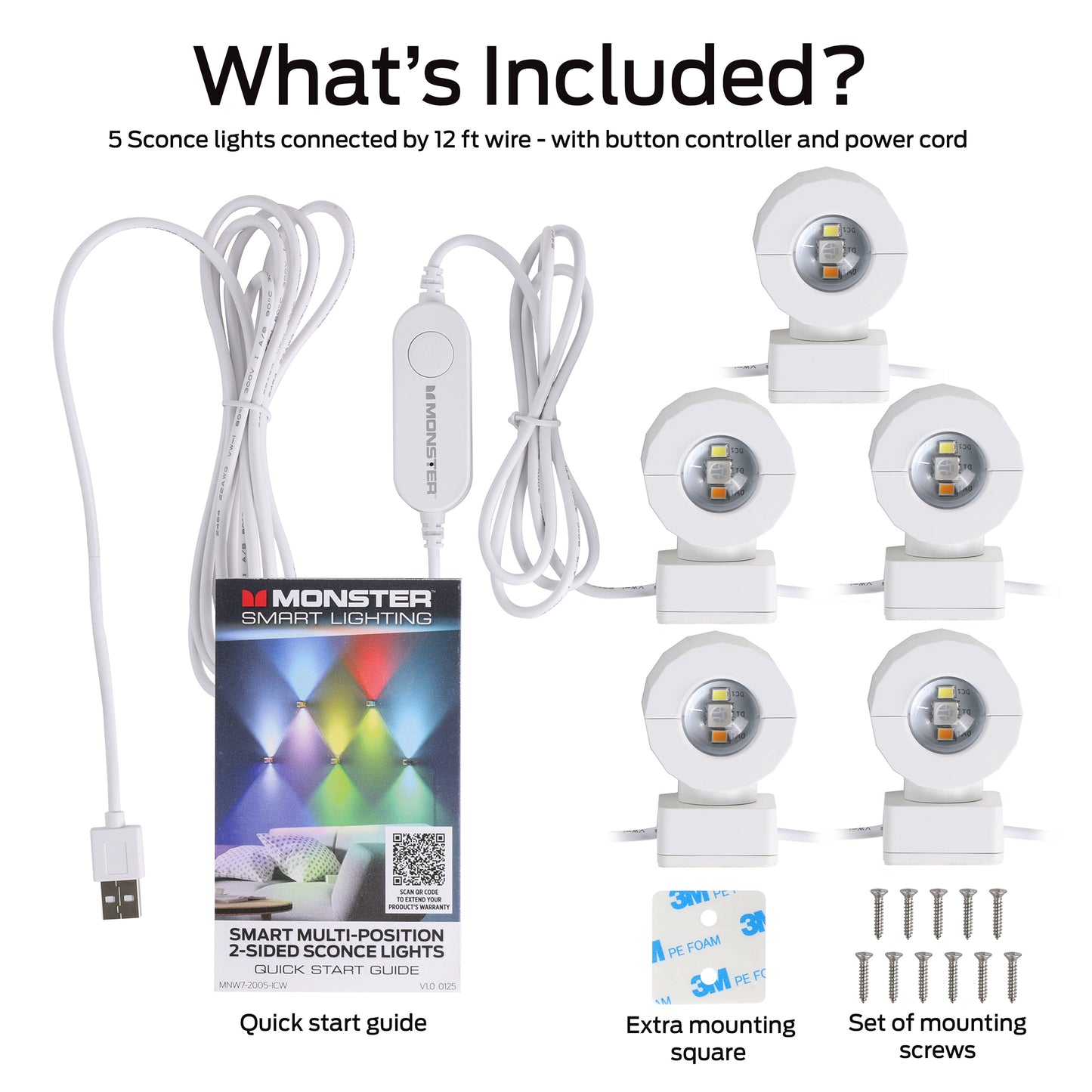 Multi-Position Indoor 12ft 2-Sided Sconce Lights, Wi-Fi & Voice Controlled, Razer Chroma