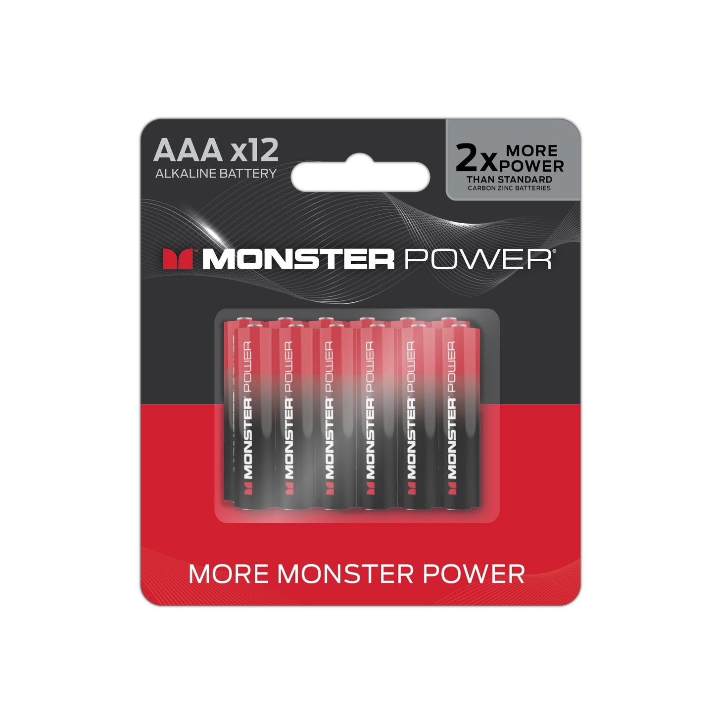 Monster Power AAA Alkaline Batteries, 1.5V LR03 Triple A Battery, Long-Lasting Leak-Resistant Power for Remotes, Toys, Flashlights & Wireless Devices (12)