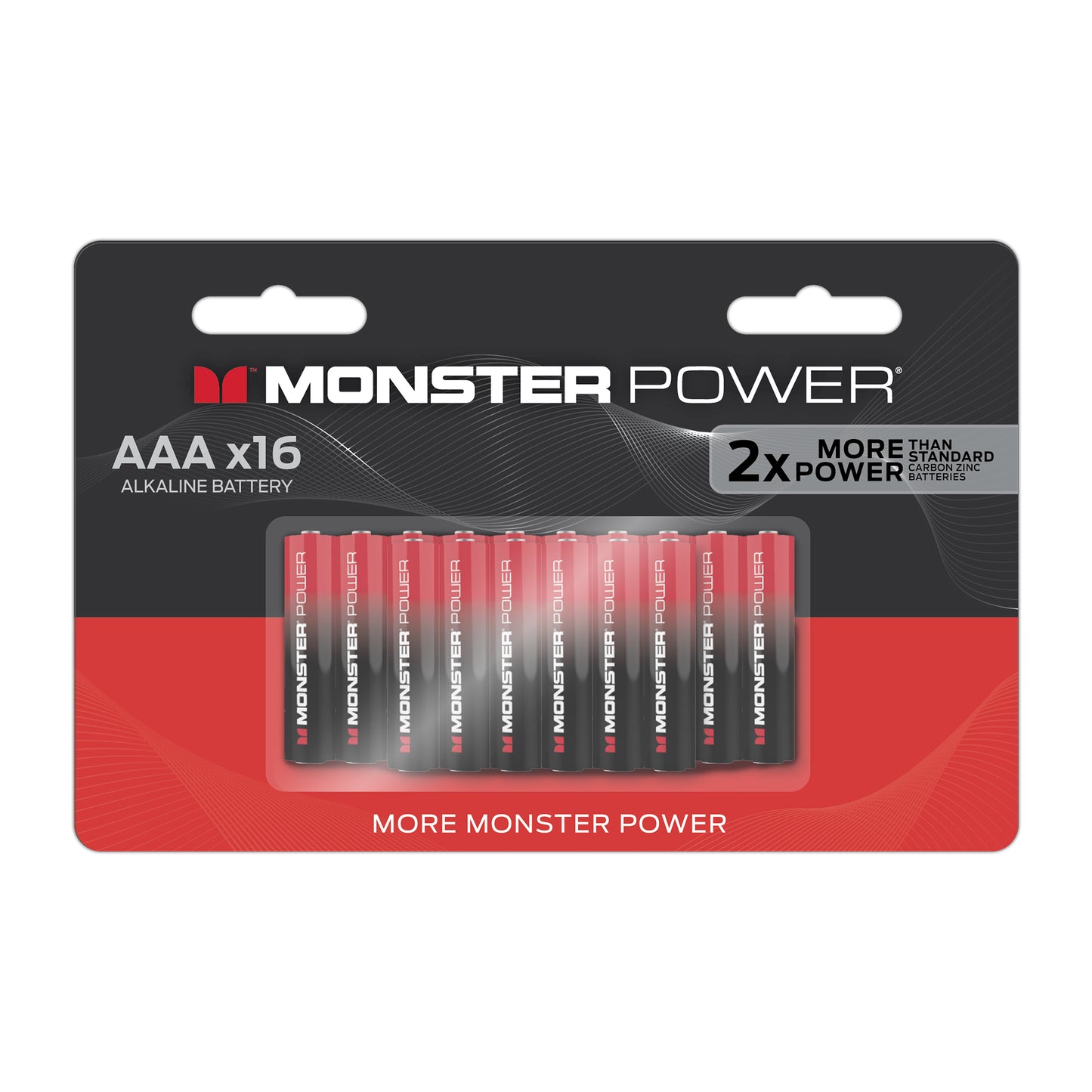 Monster Power 16 AAA Alkaline Batteries, 1.5V LR03 Triple A Battery, Long-Lasting Leak-Resistant Power for Remotes, Toys, Flashlights & Wireless Devices