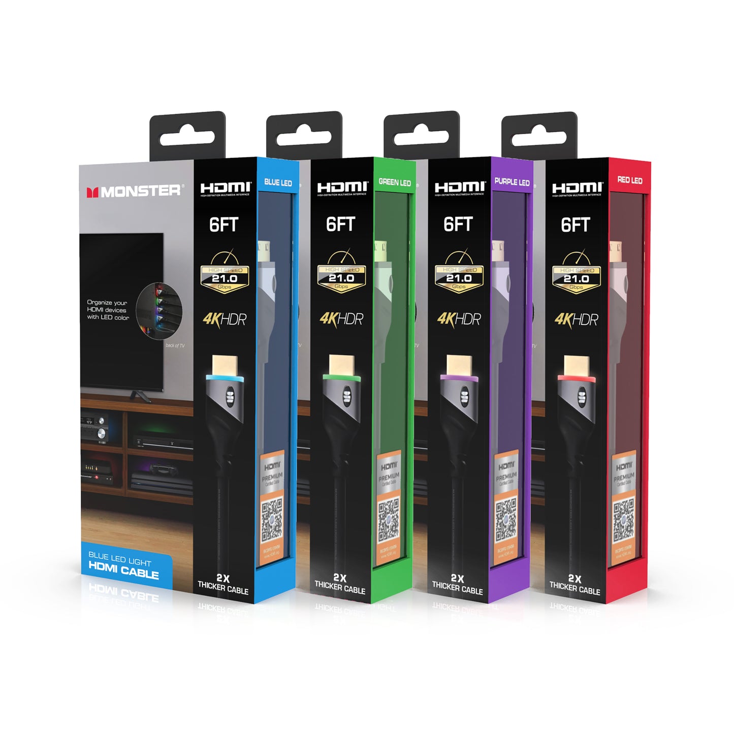 Built-in LED Light 4K HDR 6ft High Speed HDMI Cable
