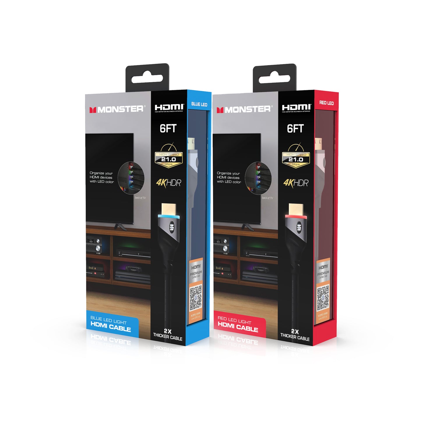 Built-in LED Light 4K HDR 6ft High Speed HDMI Cable