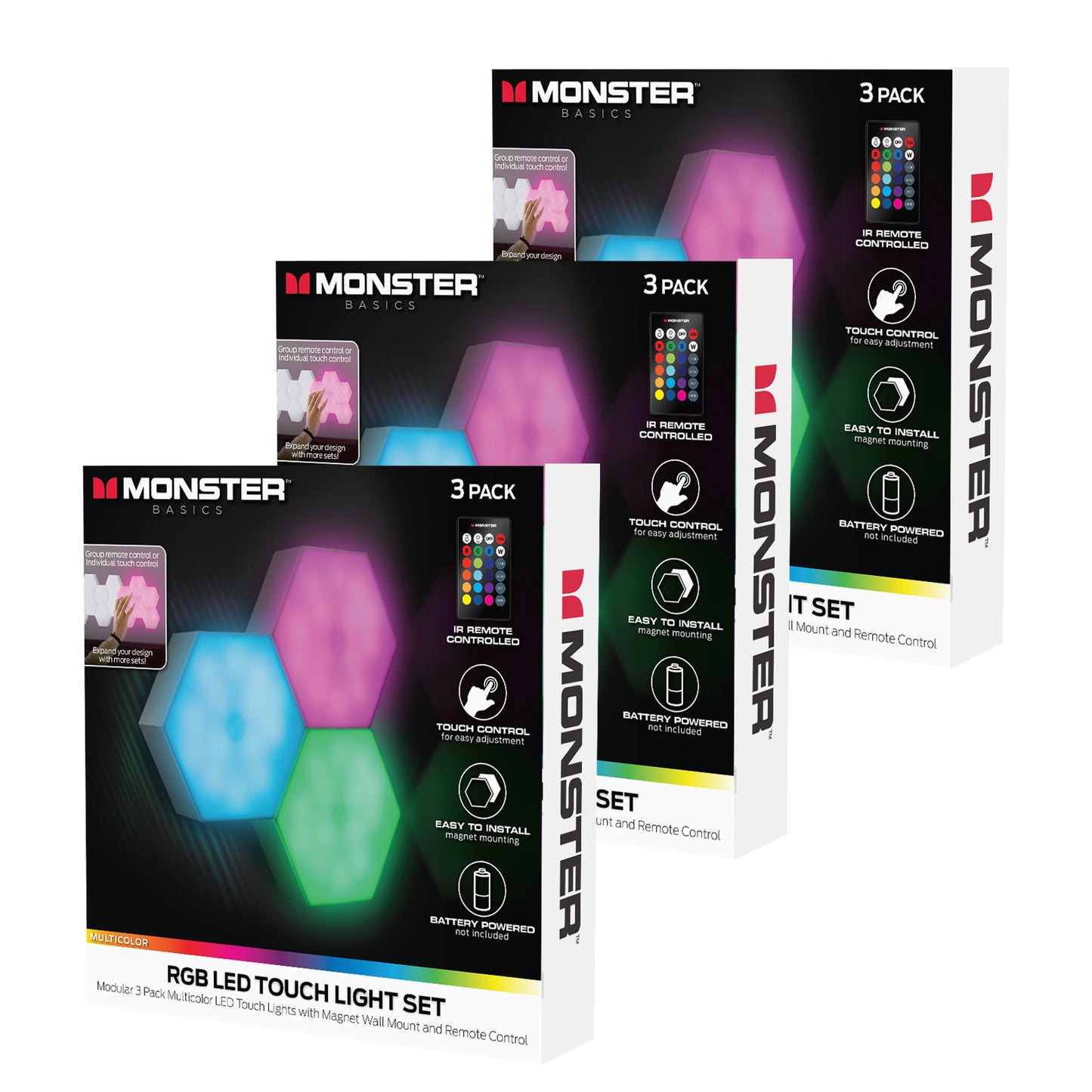 3-Pack Multi-Color LED Touch Light, 4 Unique Color-Changing Modes