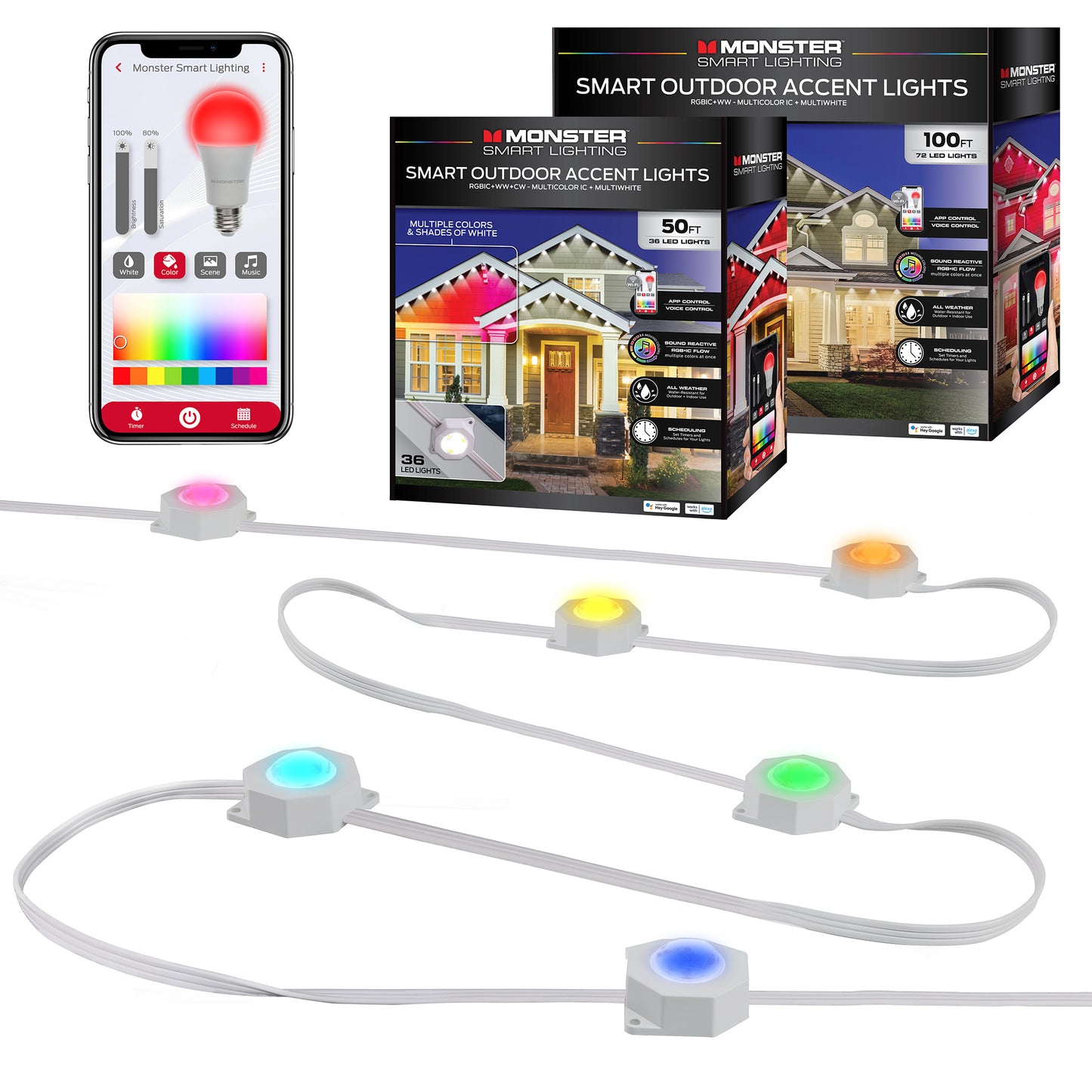 Smart Permanent Outdoor Lights, LED Eaves Lights, Weather & Water Resistant