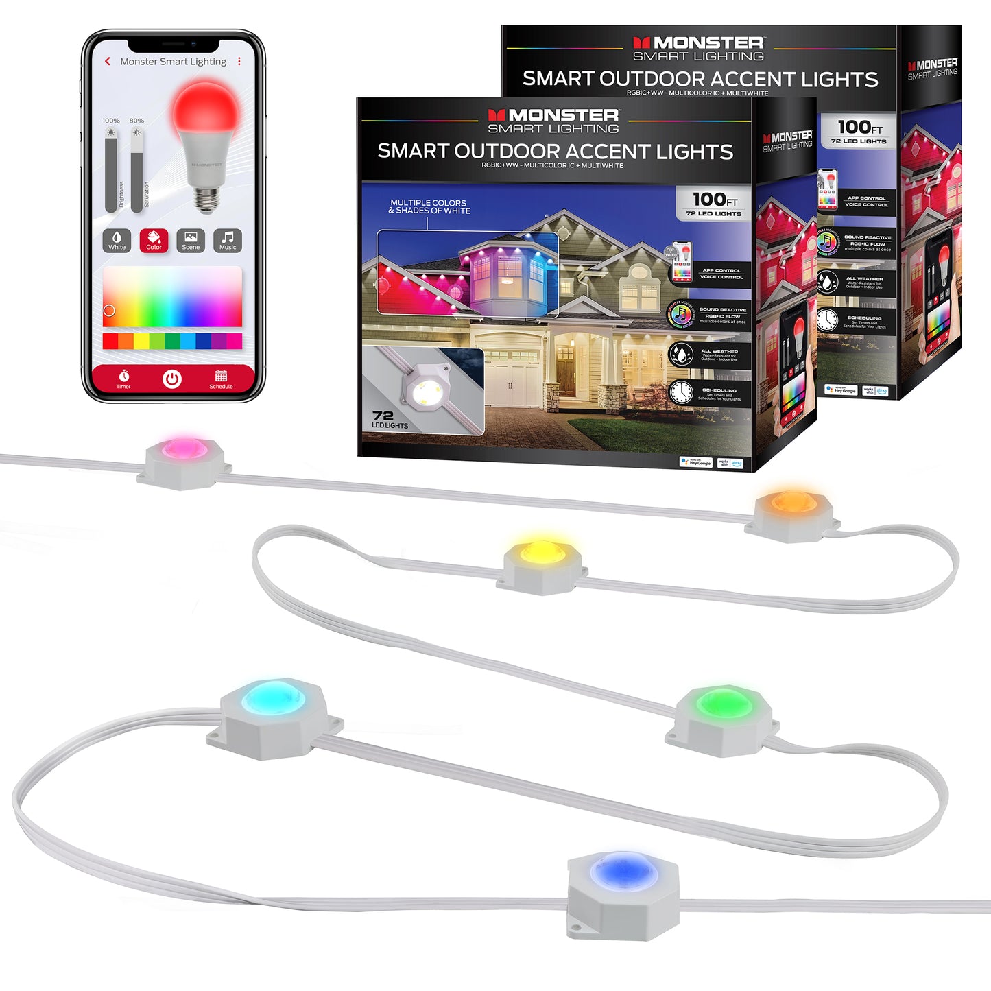 Smart Permanent Outdoor Lights, LED Eaves Lights, Weather & Water Resistant