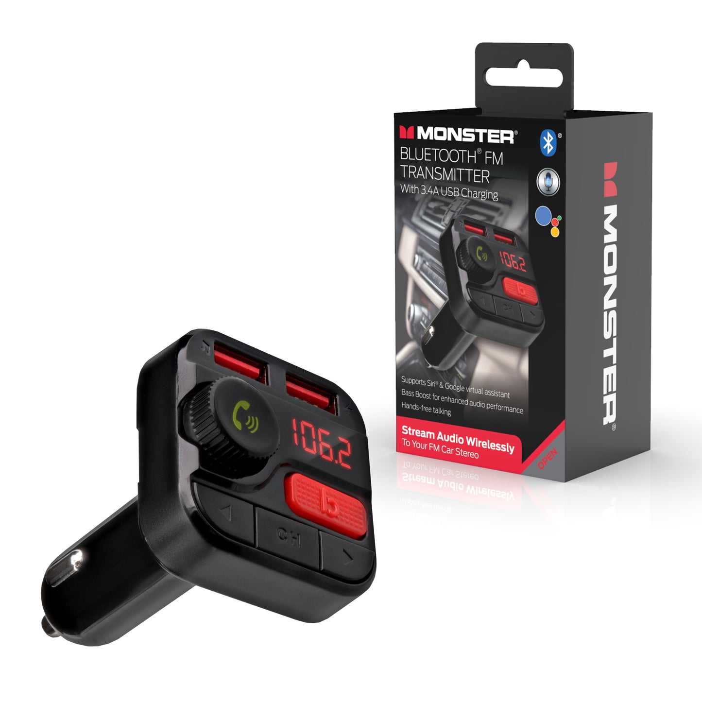 Bluetooth FM Transmitter with 3.4 Amp Charging Ports