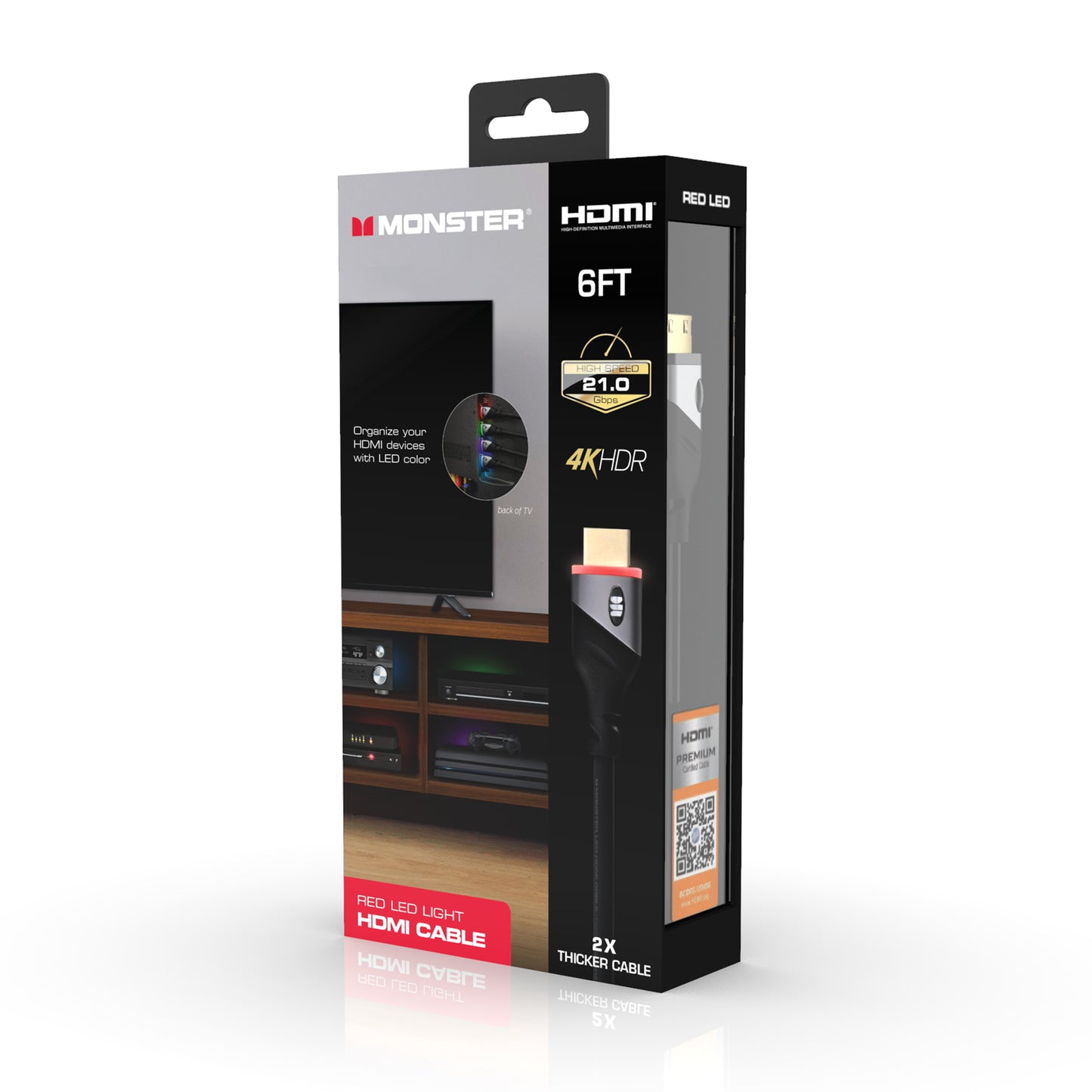 Built-in LED Light 4K HDR 6ft High Speed HDMI Cable