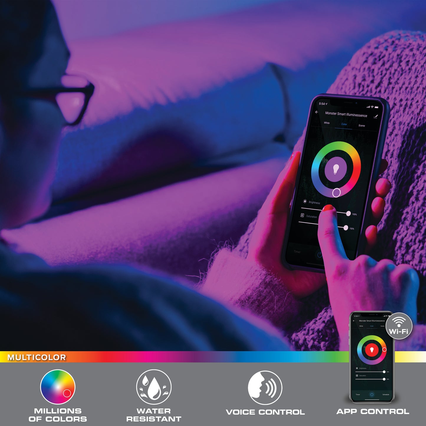 6.5ft Smart App Wifi Multi-Color LED Light Strip, Voice Activated