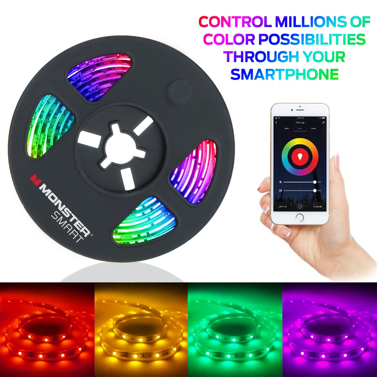 6.5ft Smart App Wifi Multi-Color LED Light Strip, Voice Activated