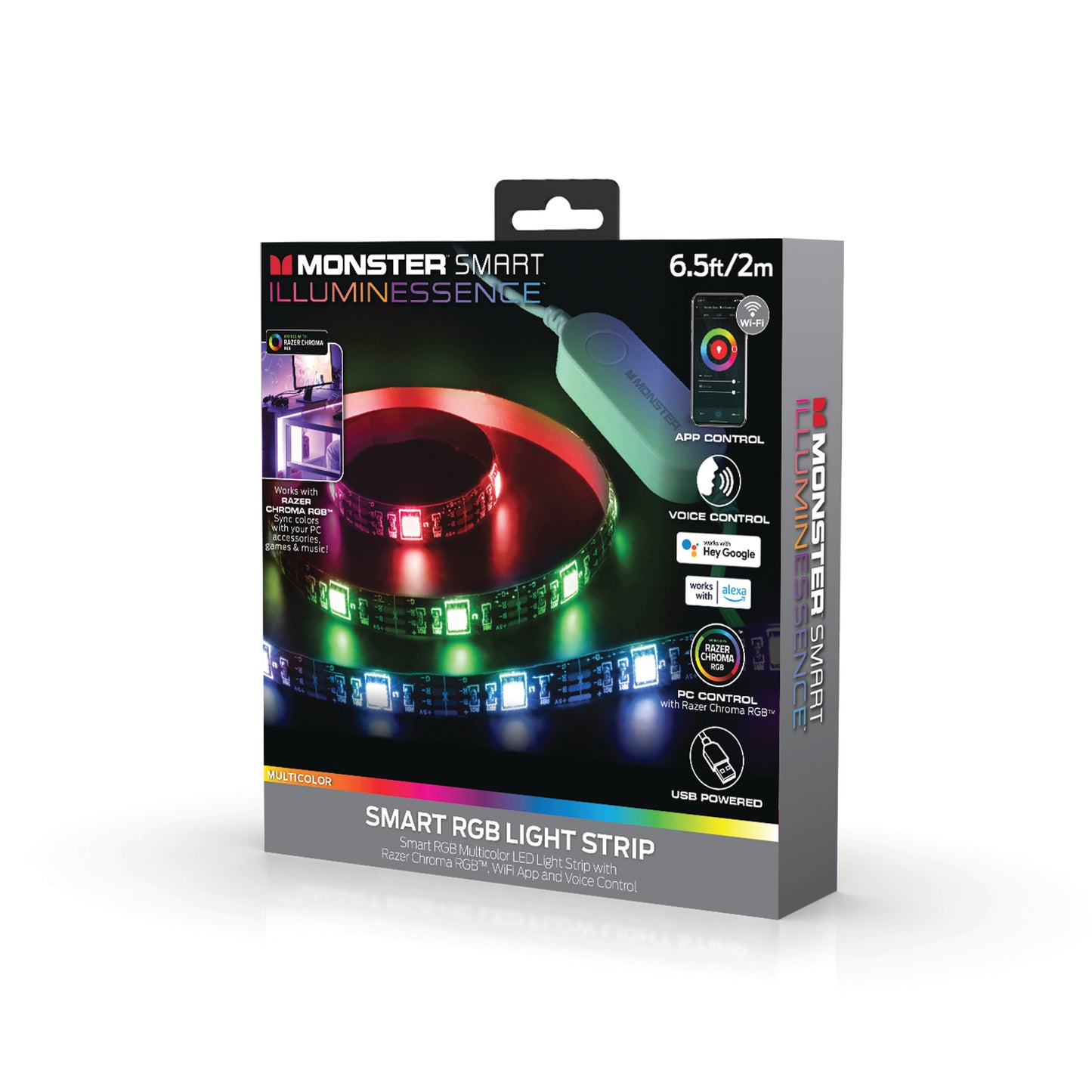 6.5ft Smart App Wifi Multi-Color LED Light Strip, Voice Activated