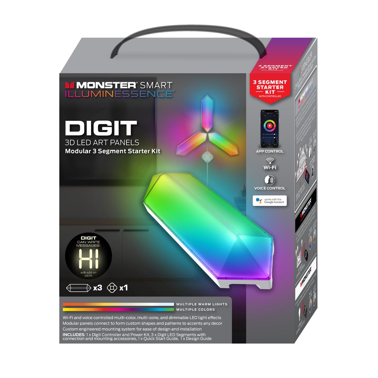 Smart Wi-Fi 3D 3-Segment Digit LED Art Panel Starter Kit