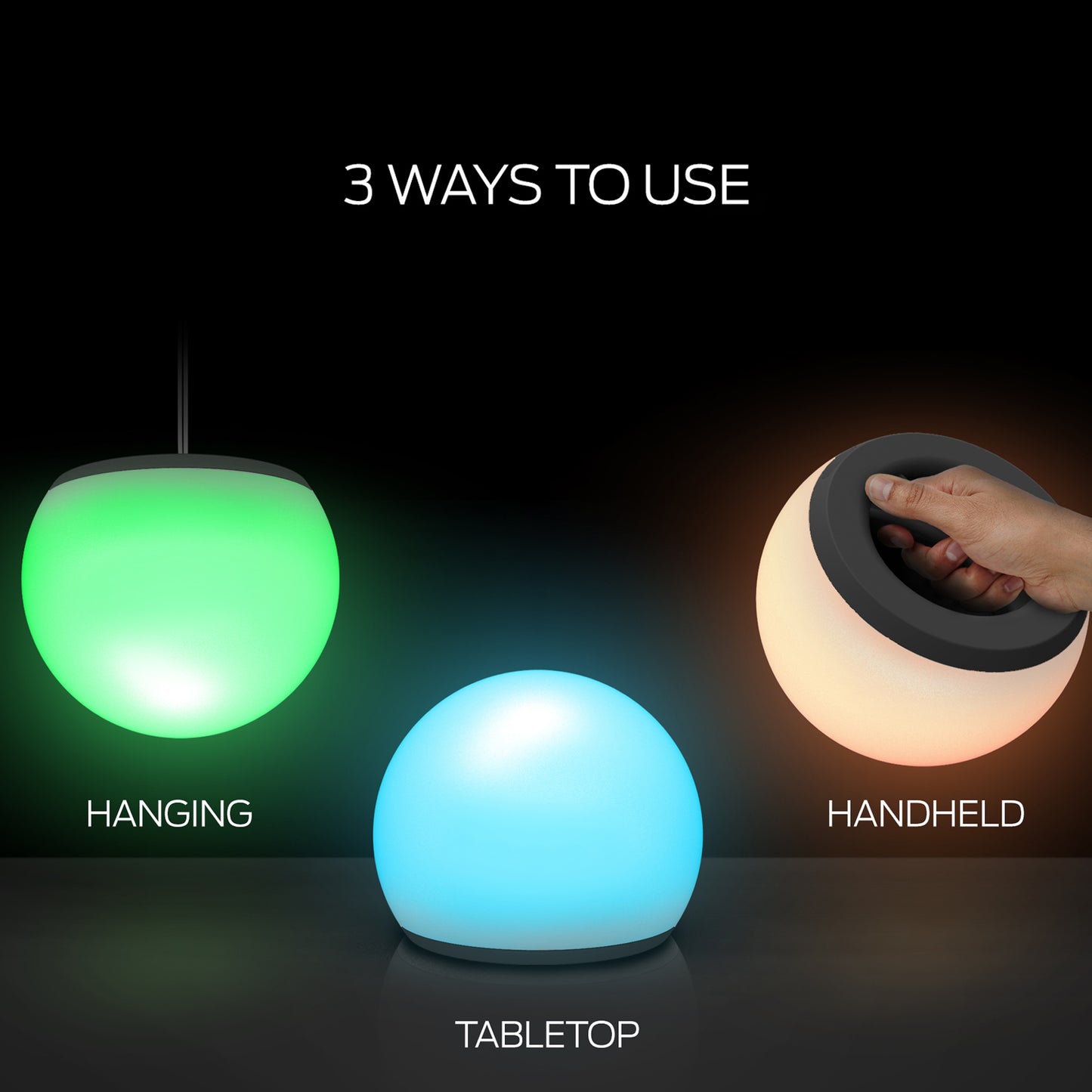 Smart 7" Portable Outdoor Multi-Color LED Light Orb, Rechargeable, Voice Control
