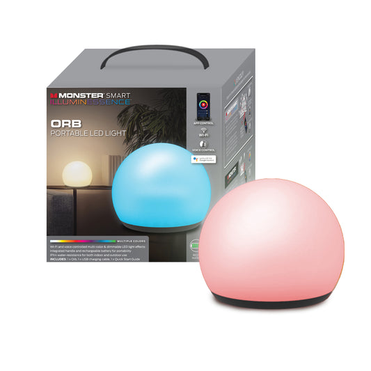 Smart 7" Portable Outdoor Multi-Color LED Light Orb, Rechargeable, Voice Control