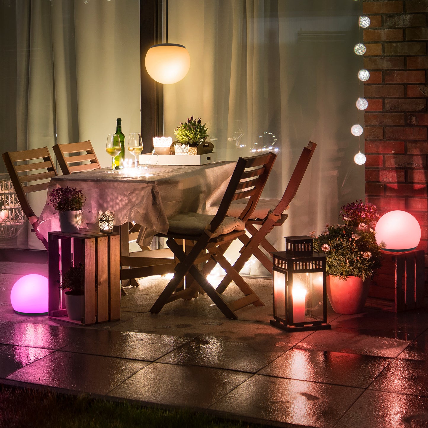 Smart 7" Portable Outdoor Multi-Color LED Light Orb, Rechargeable, Voice Control