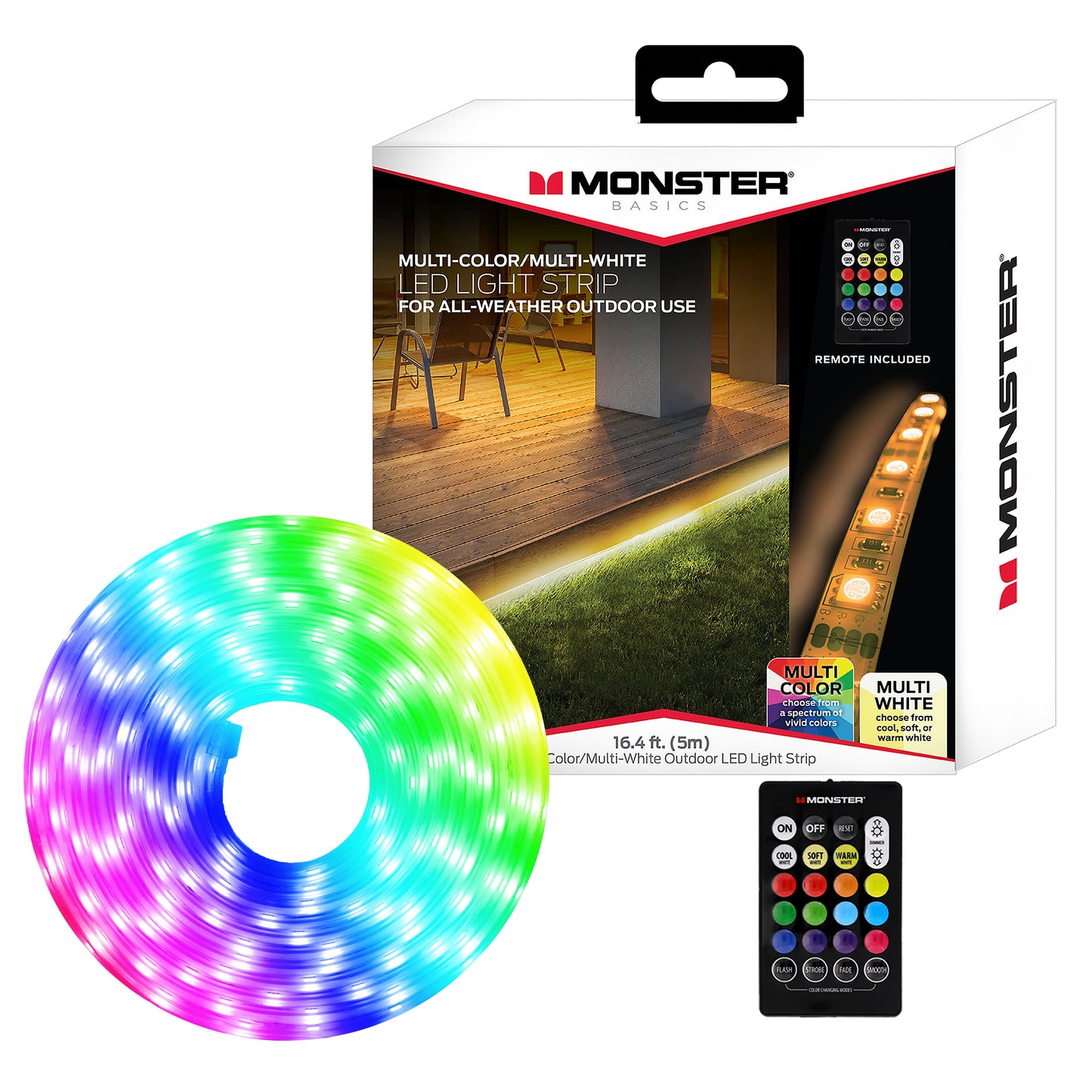 Outdoor 16.4 ft Multi-Color LED Light Strip, Multi-White
