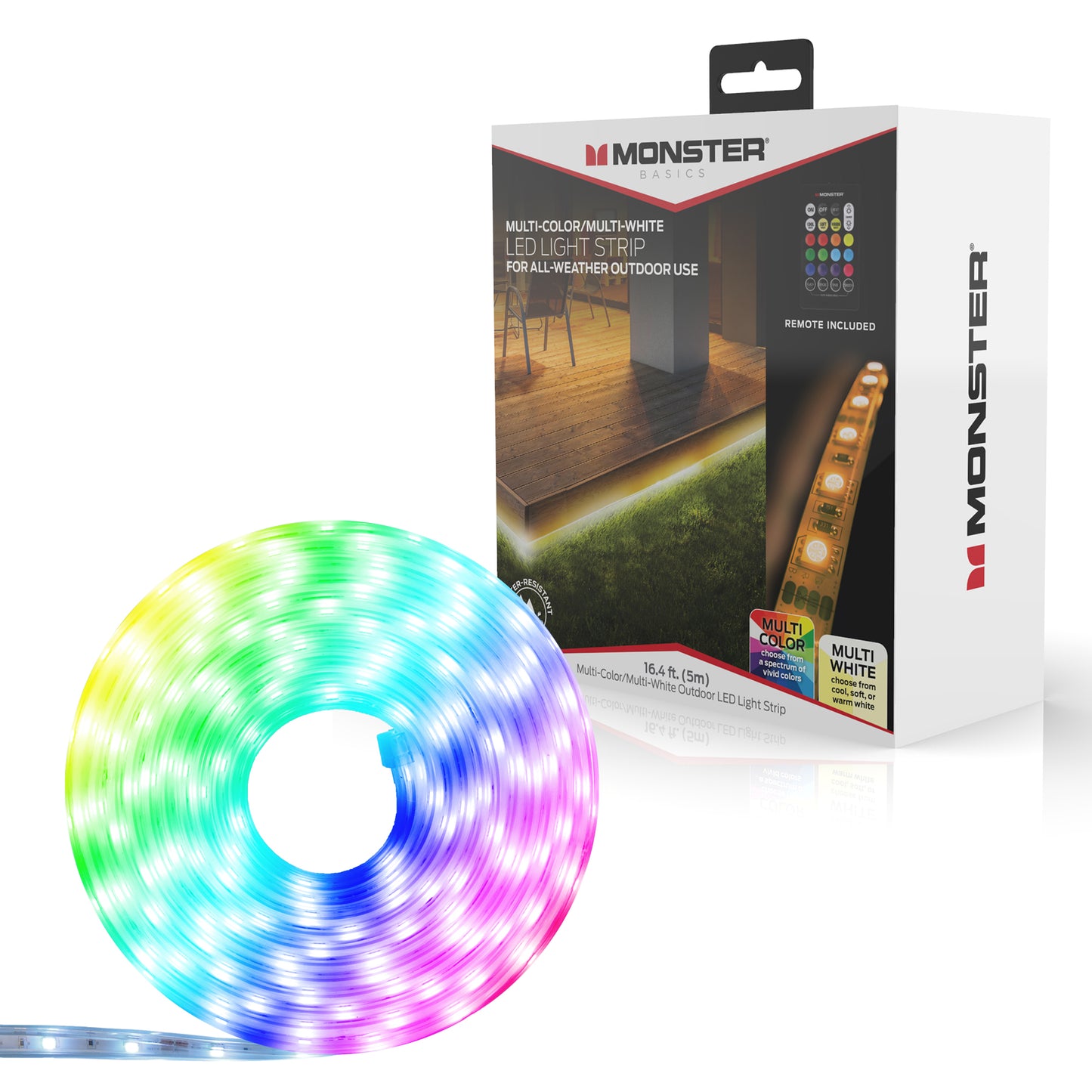 Outdoor 16.4 ft Multi-Color LED Light Strip, Multi-White