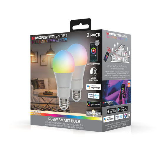 2-Pack Multi-Color and Warm-White Smart LED 60W Light Bulb E26 A19