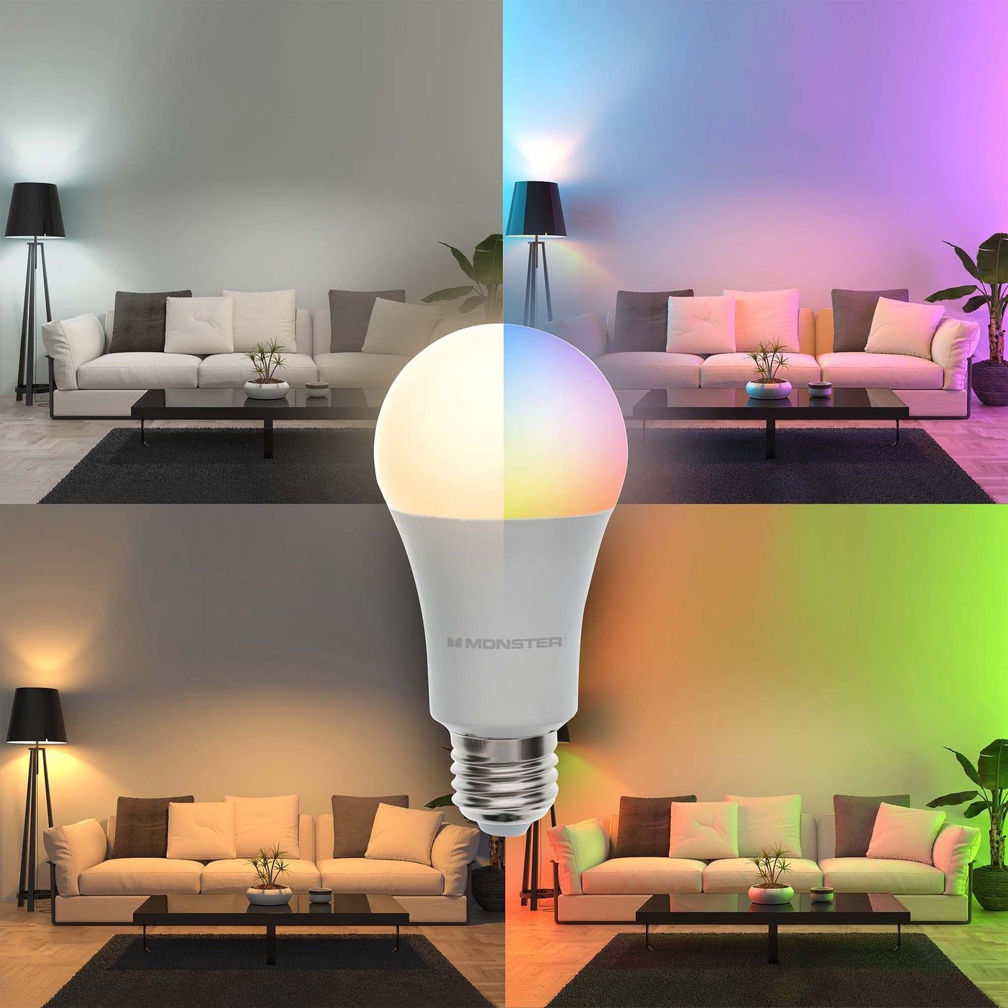 2-Pack Multi-Color and Warm-White Smart LED 60W Light Bulb E26 A19
