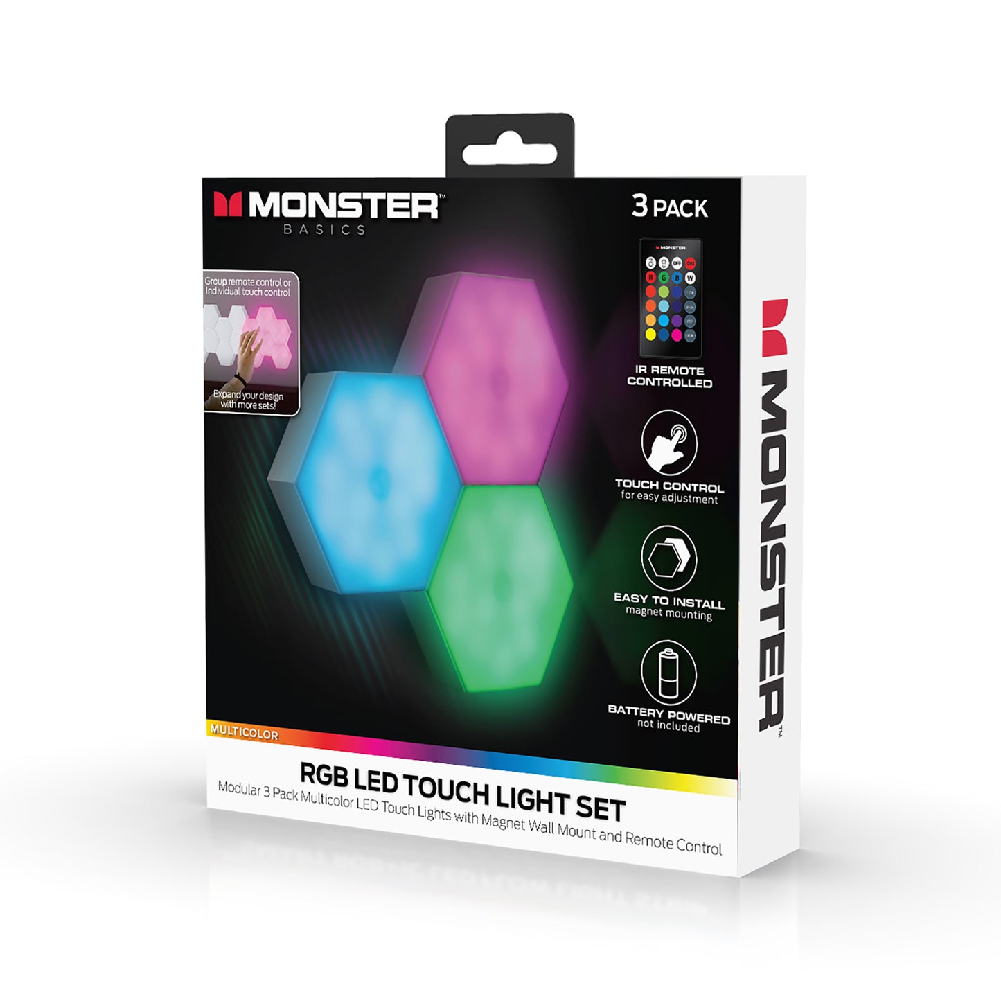 3-Pack Multi-Color LED Touch Light, 4 Unique Color-Changing Modes