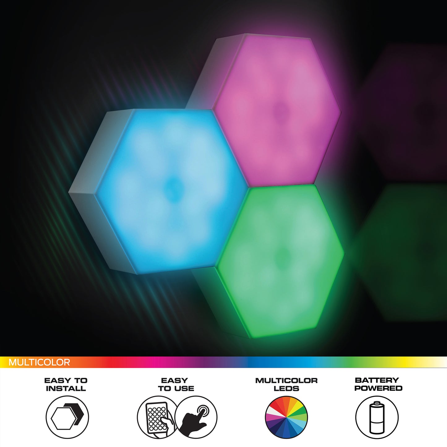 3-Pack Multi-Color LED Touch Light, 4 Unique Color-Changing Modes