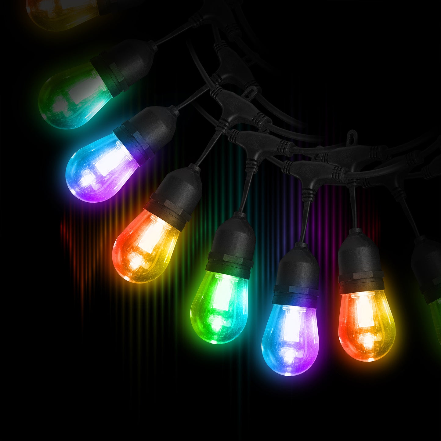Smart App Wi-Fi 35ft Outdoor Water-Resistant Bistro Patio LED String Light, Multi-Zone, Voice Control