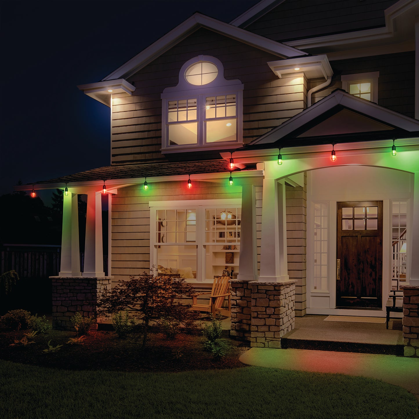 Smart App Wi-Fi 35ft Outdoor Water-Resistant Bistro Patio LED String Light, Multi-Zone, Voice Control