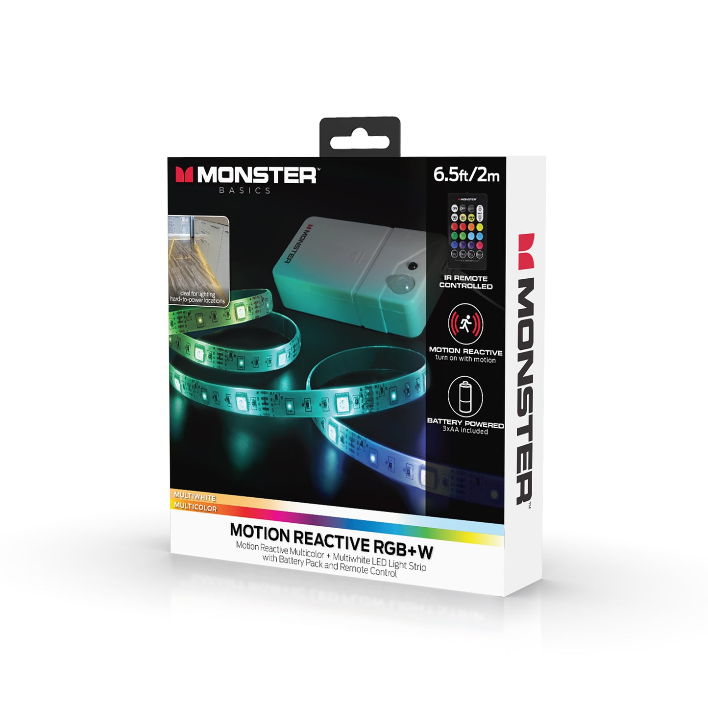 Motion Activated 6.5ft Multi-Color LED Light Strip, Multi-White Remote Control