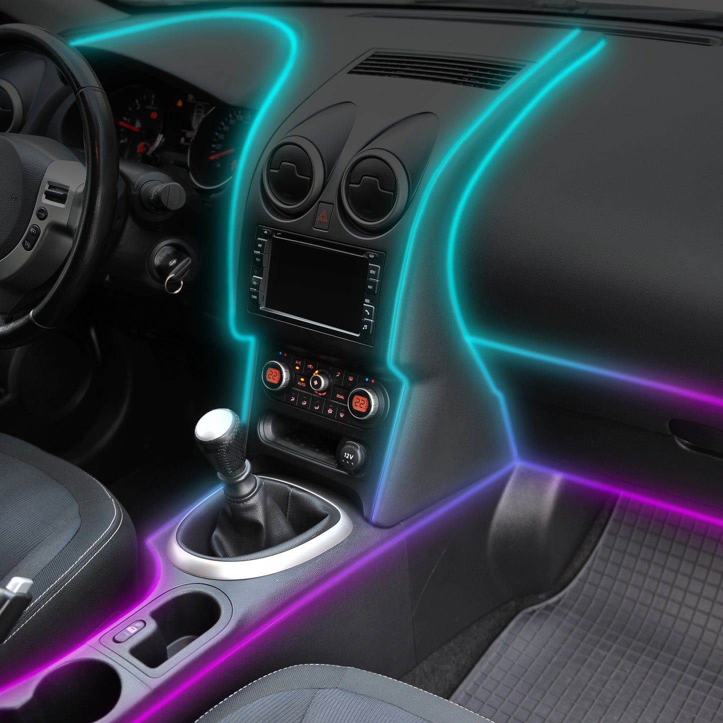 Smart Fiber Optic Wire Bluetooth Sound-Reactive Multi-Color Car Interior Lighting Kit