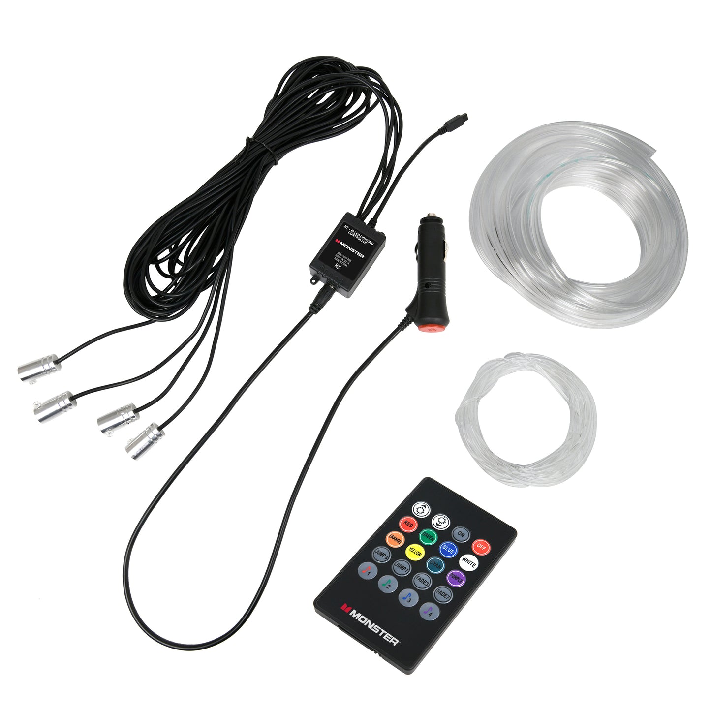 Smart Fiber Optic Wire Bluetooth Sound-Reactive Multi-Color Car Interior Lighting Kit
