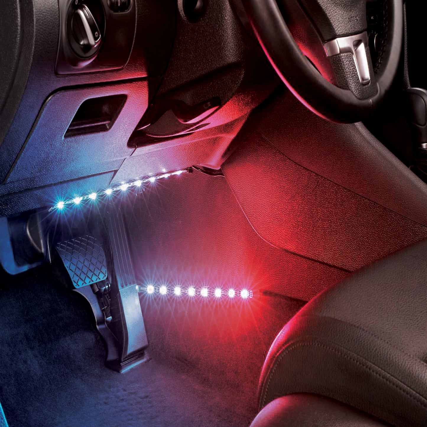 4-Pack Smart App Sound-Reactive Multi-Color LED Car Interior Lights, Bluetooth